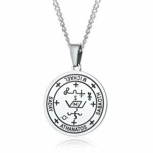 Pendants | Mens Silver Black Coin Pendant Necklace Accessories Mens