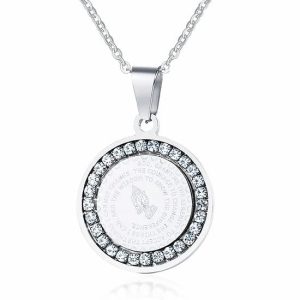 Pendants | Mens Silver CZ Serenity Prayer Pendant Necklace Accessories Mens