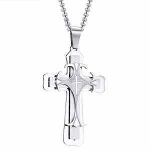 Pendants | Mens Silver Designer Syriac Cross Pendant Necklace Accessories Mens