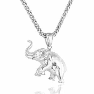 Pendants | Mens Silver Elephant Pendant Necklace Accessories Mens