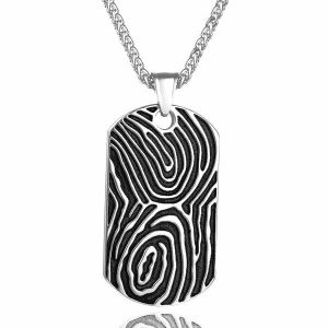 Pendants | Mens Silver Fingerprint Dog Tag Pendant Necklace Accessories Mens