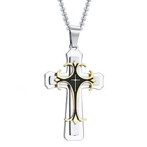 Pendants | Mens Silver Gold Designer Syriac Cross Pendant Necklace Accessories Mens