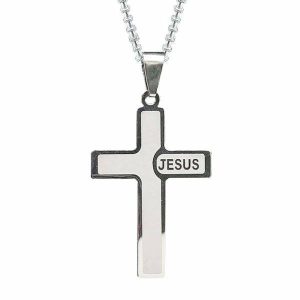 Pendants | Mens Silver Jesus Cross Pendant Necklace Accessories Mens