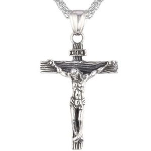 Pendants | Mens Silver Jesus INRI Cross Crucifix Pendant Necklace Accessories Mens