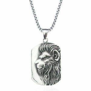 Pendants | Mens Silver Lion Pendant Necklace Accessories Mens