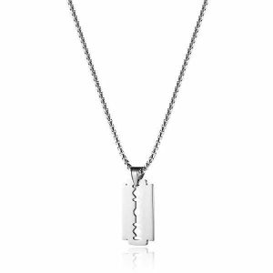 Pendants | Mens Silver Razor Blade Pendant Necklace Accessories Mens