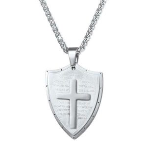 Pendants | Mens Silver Shield Of Faith Pendant Necklace Accessories Mens