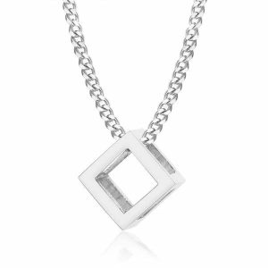 Pendants | Mens Silver Square Cube Pendant Necklace Accessories Mens