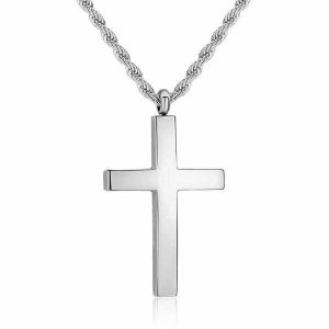 Pendants | Mens Silver Tapered Cross Pendant Necklace Accessories Mens