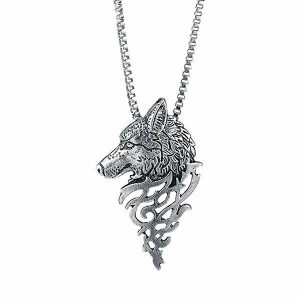 Pendants | Mens Silver Wolf Pendant Necklace Accessories Mens