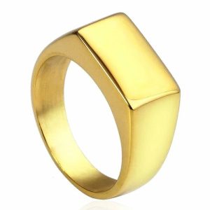 Pinky Rings | Mens Gold Pinky Signet Ring Band Rings Band Rings