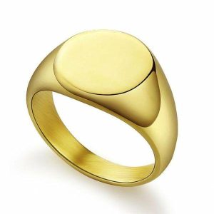 Pinky Rings | Mens Gold Polished Pinky Ring Dress Rings Dress Rings