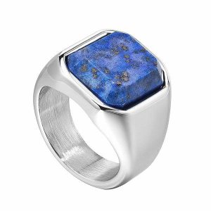 Pinky Rings | Mens Square Blue Lapis Lazuli Ring Dress Rings Dress Rings