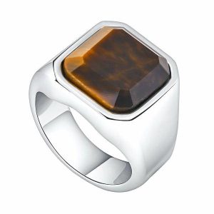 Pinky Rings | Mens Square Brown Tiger Eye Ring Dress Rings Dress Rings