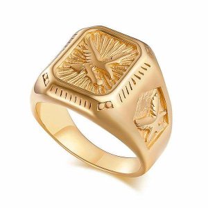 Signet Rings | Mens Gold Eagle Ring Dress Rings Dress Rings