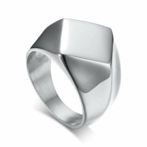 Signet Rings | Mens Minimalist Signet Ring Silver Dress Rings Dress Rings