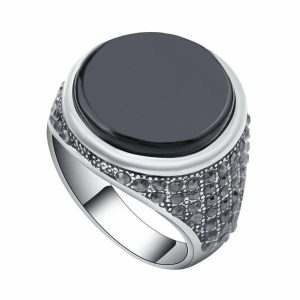 Signet Rings | Mens Round Signet Pinky Ring Dress Rings Dress Rings