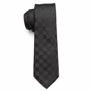 Ties | Mens Black Checkerboard Skinny Tie Accessories Mens