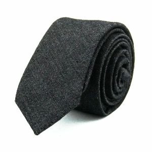 Ties | Mens Black Denim Cotton Skinny Tie Accessories Mens