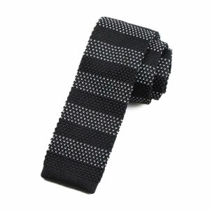 Ties | Mens Black Dot Striped Square Knit Tie Accessories Mens