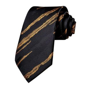 Ties | Mens Black Gold Camouflage Silk Tie Accessories Mens