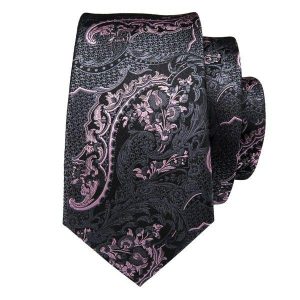 Ties | Mens Black Pink Floral Silk Tie Accessories Mens