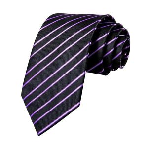 Ties | Mens Black Purple Striped Silk Tie Accessories Mens