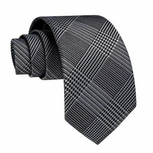 Ties | Mens Black White Glen Plaid Silk Tie Accessories Mens