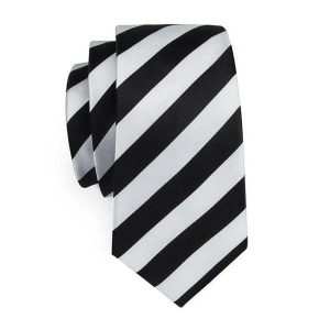 Ties | Mens Black & White Striped Silk Tie Accessories Mens