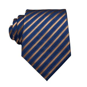 Ties | Mens Blue Copper Stripe Silk Tie Accessories Mens