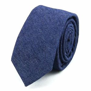 Ties | Mens Blue Denim Cotton Skinny Tie Accessories Mens