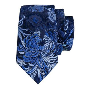 Ties | Mens Blue Floral Silk Necktie Accessories Mens