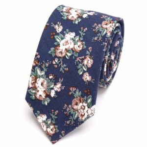 Ties | Mens Blue Floral Skinny Cotton Tie Accessories Mens