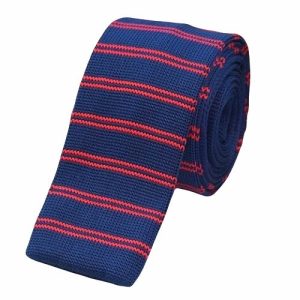 Ties | Mens Blue Red Striped Square Knit Tie Accessories Mens