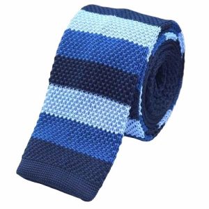 Ties | Mens Blue Shade Striped Square Knit Tie Accessories Mens