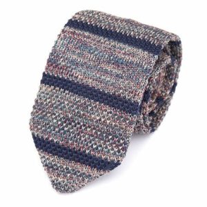 Ties | Mens Blue Striped Knitted Tie Accessories Mens