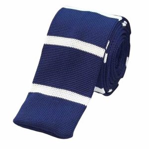 Ties | Mens Blue Striped Square Knit Tie Accessories Mens