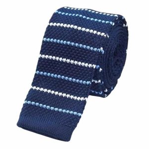 Ties | Mens Blue Thin Striped Square Knit Tie Accessories Mens