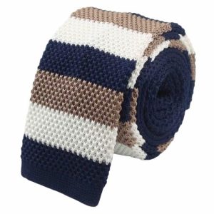 Ties | Mens Blue White Beige Square Knit Tie Accessories Mens