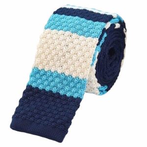 Ties | Mens Blue White Turquoise Square Knit Tie Accessories Mens