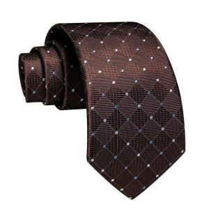 Ties | Mens Brown Designer Polka Dot Silk Tie Accessories Mens