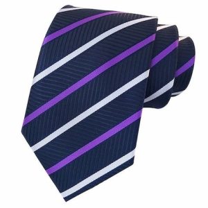 Ties | Mens Classic Blue Purple Striped Silk Tie Accessories Mens