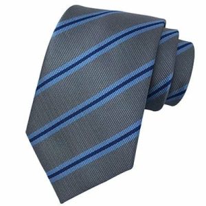 Ties | Mens Classic Grey Blue Striped Silk Tie Accessories Mens