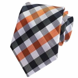 Ties | Mens Classic Orange Check Silk Tie Accessories Mens