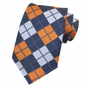 Ties | Mens Classic Orange Grey Check Silk Tie Accessories Mens