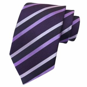 Ties | Mens Classic Purple Striped Silk Tie Accessories Mens