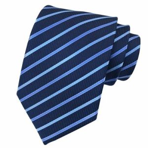 Ties | Mens Classic Simple Blue Striped Silk Tie Accessories Mens