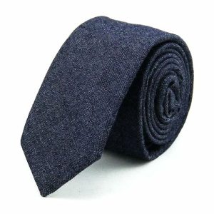 Ties | Mens Dark Blue Denim Cotton Skinny Tie Accessories Mens