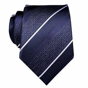 Ties | Mens Dark Navy Blue Striped Silk Tie Accessories Mens