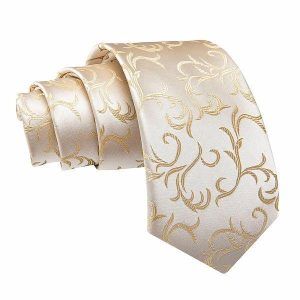 Ties | Mens Elegant Champagne Floral Silk Tie Accessories Mens